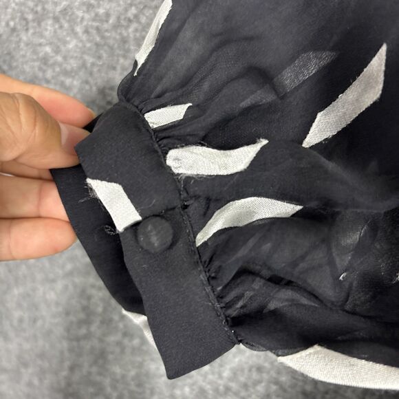 Alice Olivia Top Blouse  Womens Size M Black Sheer Unlined Ethereal Refined - Picture 7 of 8